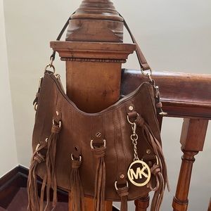 Michael Kors Suede Tassel Shoulder Bag/Crossbody with detachable strap